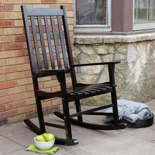 Black Slat Rocking Chair For Indoor Or Outdoor Use 1