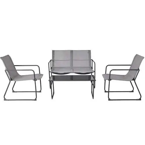 Black Steel 4-Piece Outdoor Patio Furniture Set 1