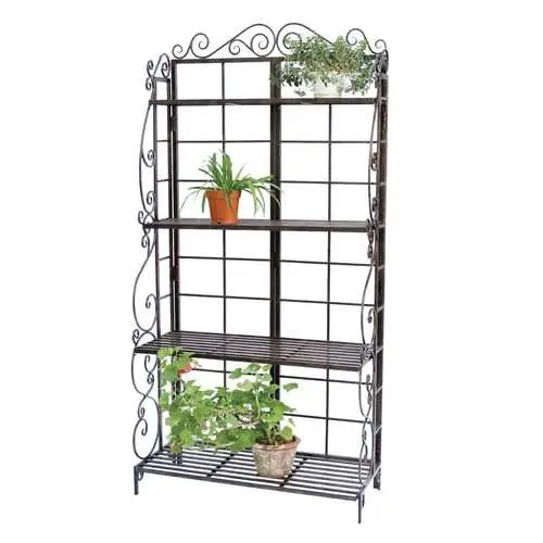 Black Steel 4-Tier Indoor/Outdoor Planter Stand – Space-Saving Design 1