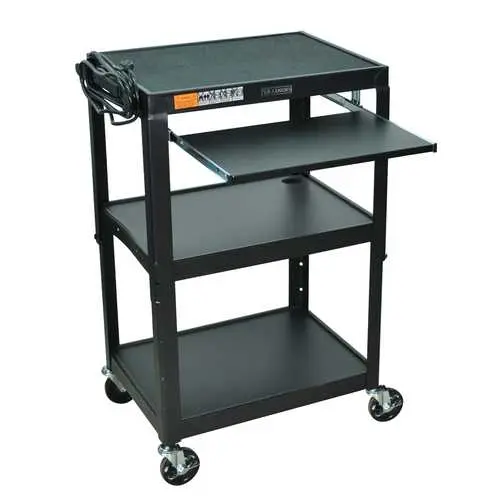 Black Steel Mobile Standing Desk Cart With Adjustable Height Mechanism 1