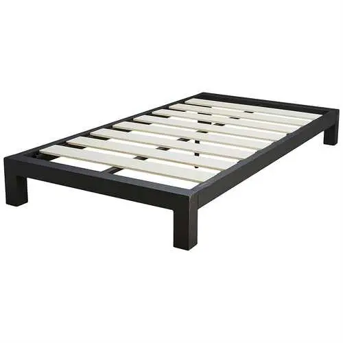 Black Twin Metal Platform Bed – Wide Wood Slats For Enhanced Support 1