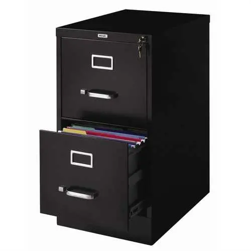 Black Vertical 2-Drawer Locking File Cabinet – Steel Filing Storage 1