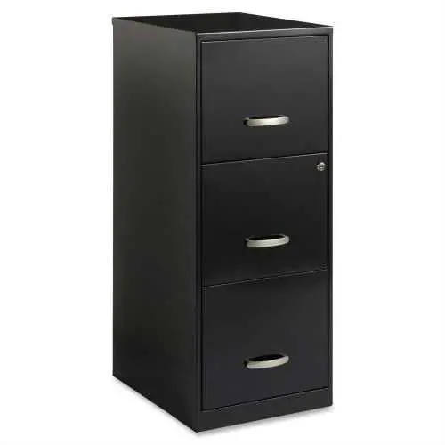 Black Vertical Filing Cabinet – 3-Drawer Home Office Organizer With Locking Mechanism 1