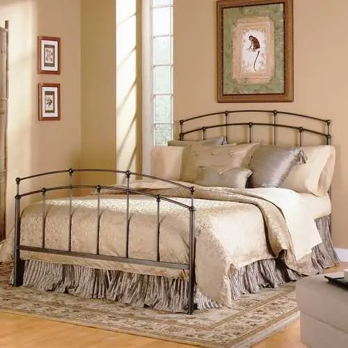 Black Walnut Queen Metal Bed Frame With Headboard And Footboard 1