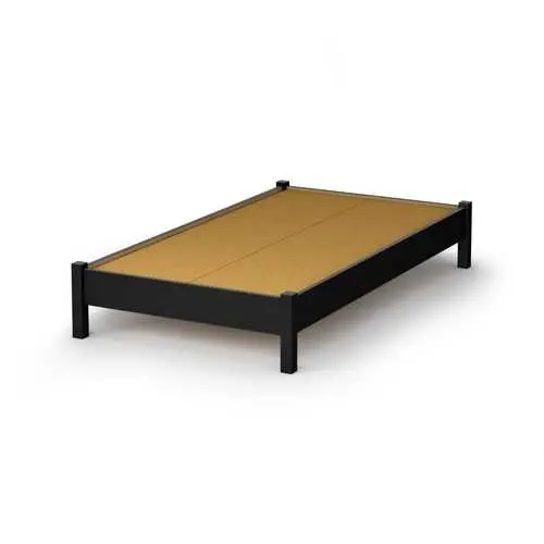 Black Wood Twin Platform Bed – Sleek Contemporary Bed Frame Without Box Spring 1