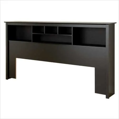 Black Wooden Bookcase Headboard For King-Size Beds 1