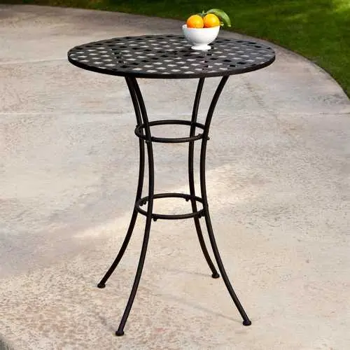 Black Wrought Iron Bistro Table – Round Outdoor Patio Table With Timeless Appeal 1