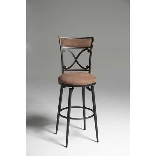 Blackened Bronze Swivel Barstool – 30" Height With Brown Microfiber Seat 1