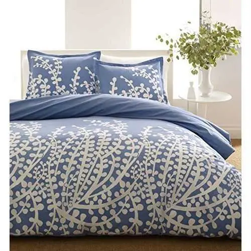 Blue-And-White Floral Branch Comforter Set – Twin Size, 100% Cotton Lightweight Bedding 1