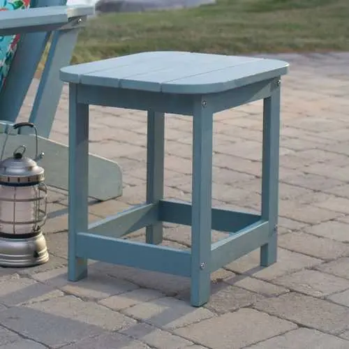 Blue-Green Resin Wicker Patio Side Table – Deck & Balcony Friendly 1