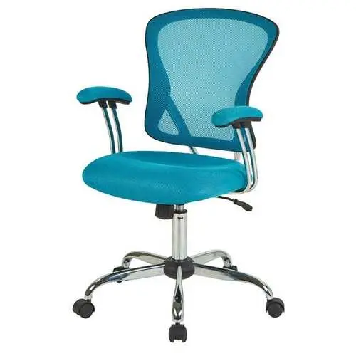 Blue High-Back Mesh Office Chair With Padded Armrests 1