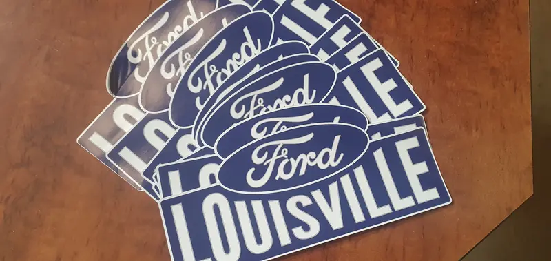 Blue Vinyl Ford Louisville Logo Decal 1