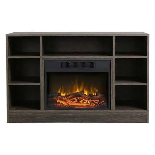 Brown Oak Electric Fireplace Tv Stand – Tall Media Console With Heat 1