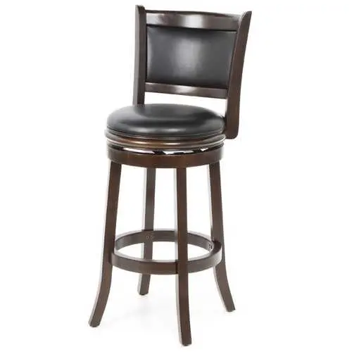 Cappuccino 29-Inch Swivel Barstool With Faux Leather Seat Cushion 1