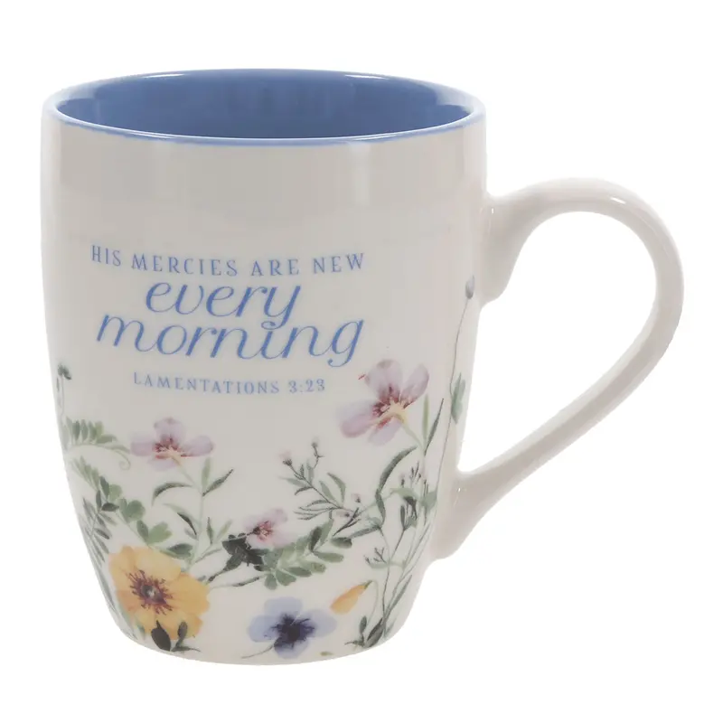 Ceramic Mug With Blue Interior: 'His Mercies Are New Every Morning' 1