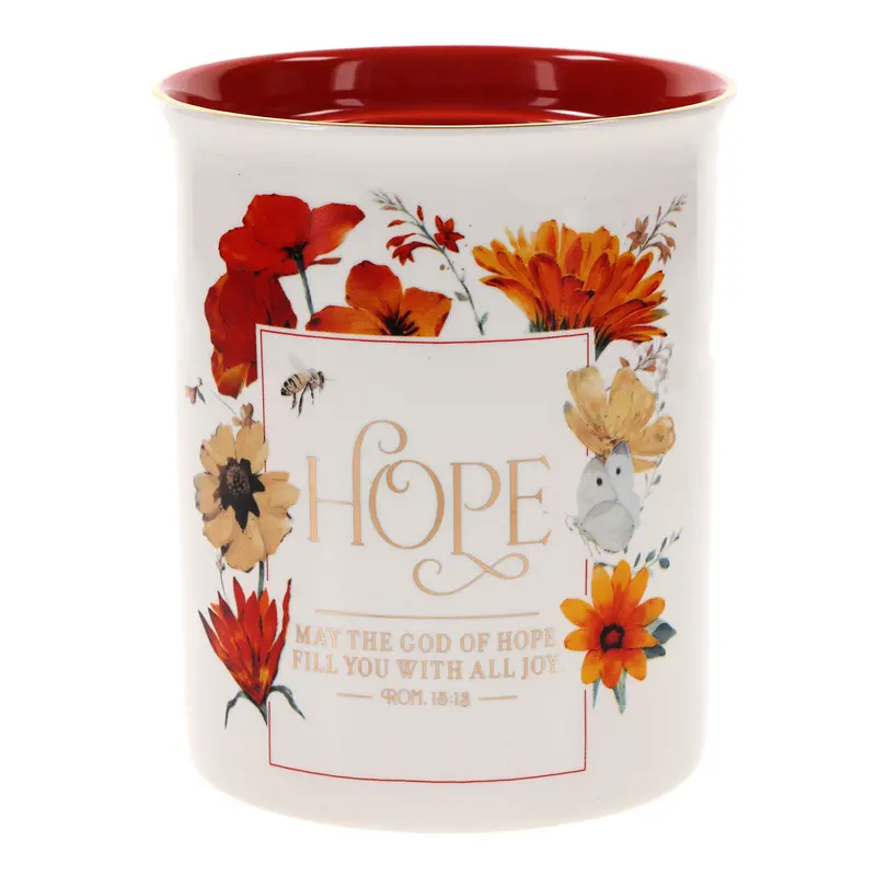 Ceramic Utensil Holder Inscribed With 'God Of Hope' Blessing 1