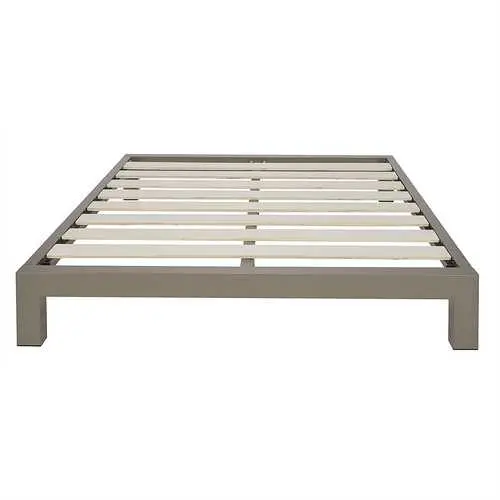 Champagne Metallic Queen Platform Bed – Solid Wood Slats Included 1