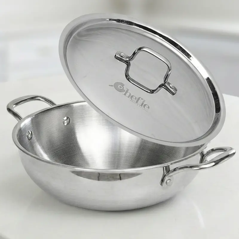 Chefle Trio-Cook Triply Stainless Steel Kadhai With Secure-Fit Lid 1