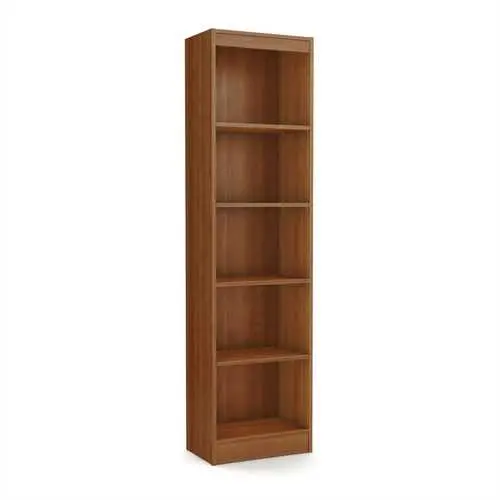 Cherry-Finish Space-Saving Bookcase – 71-Inch Tall 5-Shelf Skinny Shelf Unit 1