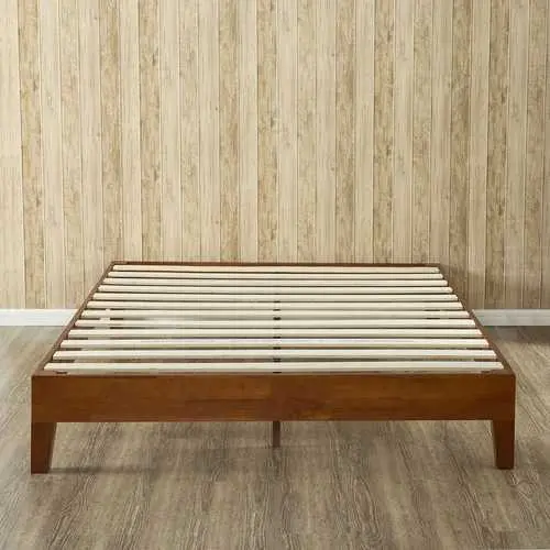 Cherry-Finished Solid Wood Platform Bed – Low-Profile Queen Size 1