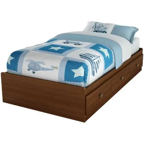 Cherry-Finished Twin Platform Bed With Three Underbed Storage Drawers 1