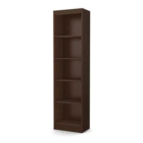 Chocolate Brown 5-Tier Narrow Bookshelf For Small Spaces 1