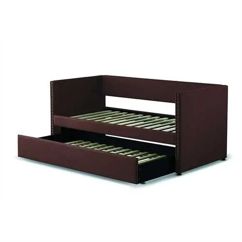 Chocolate Brown Twin Upholstered Daybed With Pull-Out Trundle 1