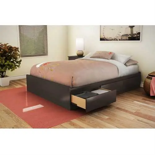 Chocolate-Finish Full Storage Bed With Three Built-In Drawers 1