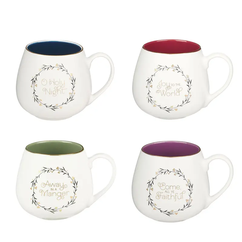 Christmas Wreath Ceramic Mug Set – Four-Piece Festive Collection 1