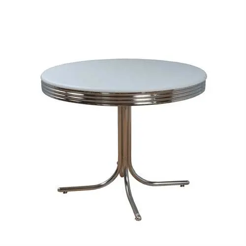 Chrome And White Retro Round Dining Table – 38-Inch 1