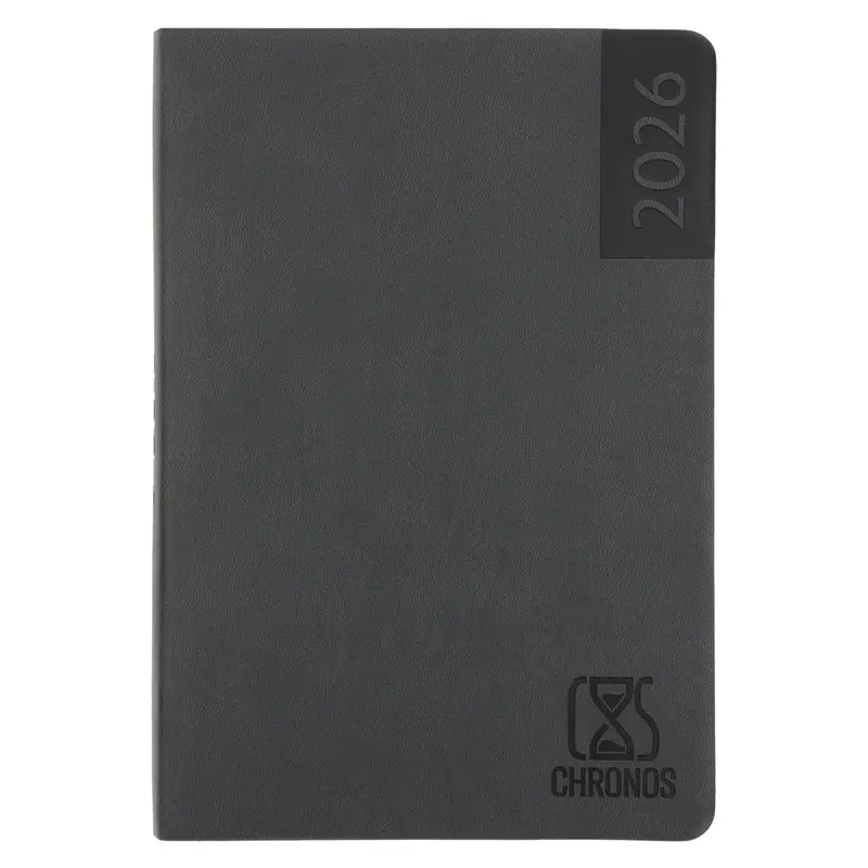Chronos 2026 Daily Planner – Grey Imitation Leather Edition 1