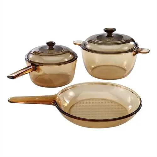 Classic Amber Glass Cookware Set – 5-Piece Stovetop-Safe Collection 1