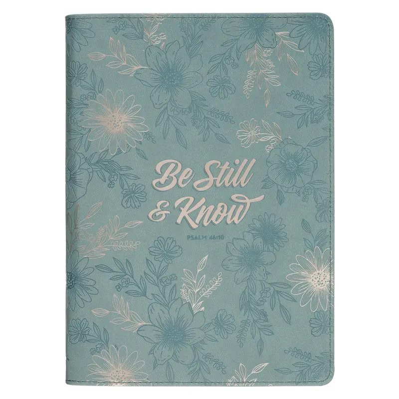 Classic 'Be Still And Know' Faux Leather Journal With Zippered Design 1