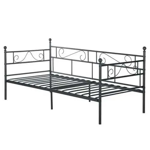 Classic Twin-Sized Black Metal Daybed Frame 1