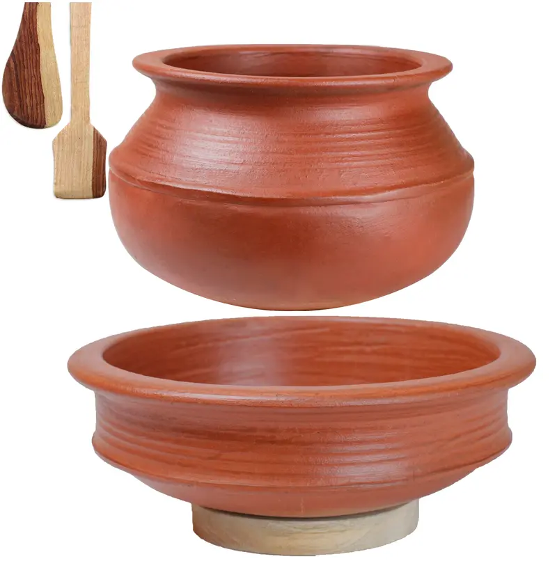 Clay Rice Pot & Meen Chatti Combo – Heritage Fish Curry Cookware Set 1