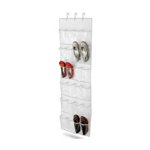 Clear Over-Door White Shoe Organizer Rack 1