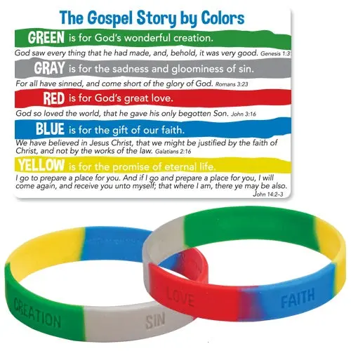 Color-Based Gospel Story Silicone Bracelet + Kjv Scripture Card 1