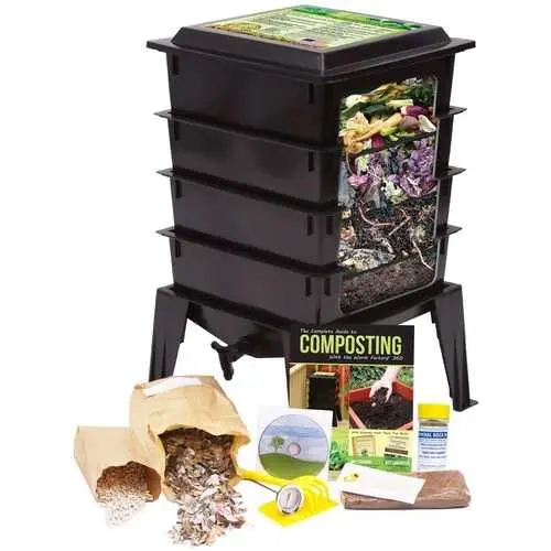 Compact Black Worm Composting Bin With Tea Collection Spigot – Indoor/Outdoor Use 1