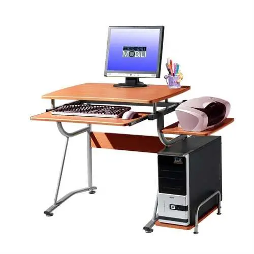 Compact Light Cherry Computer Desk – Contemporary Home Office Workstation 1
