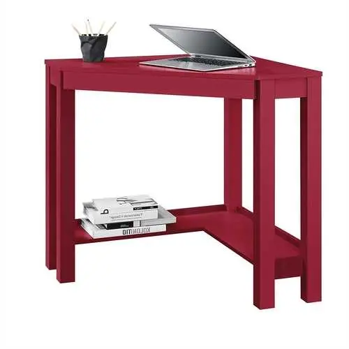 Compact Red Corner Laptop Desk With Storage Drawer – Small Space Friendly 1