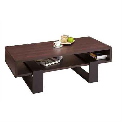 Contemporary Coffee Table – Dual-Tone Finish In Matte Black And Walnut Brown 1