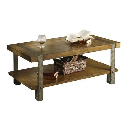 Contemporary Coffee Table In Distressed Oak Finish – Modern Classic Style 1