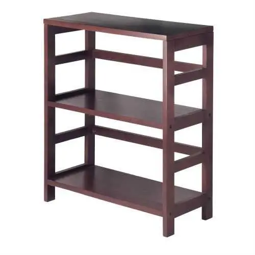 Contemporary Espresso-Finish 3-Tier Bookshelf With Storage Compartments 1
