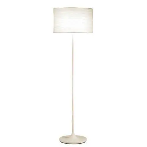 Contemporary Floor Lamp With White Paper Drum Shade And Minimalist Base 1