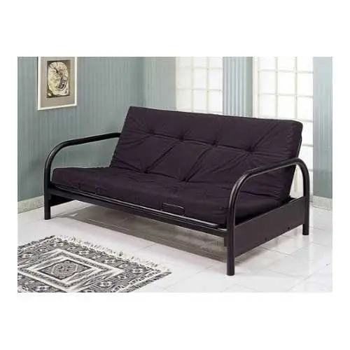 Contemporary Futon Frame – Black Metal Fold-Out Sofa Bed For Small Spaces 1