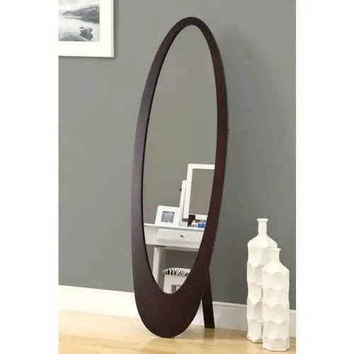 Contemporary Oval Full-Length Floor Mirror In Warm Cappuccino Finish 1