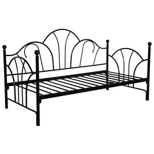 Contemporary Twin Black Metal Daybed – Slatted Platform With Clean Lines 1