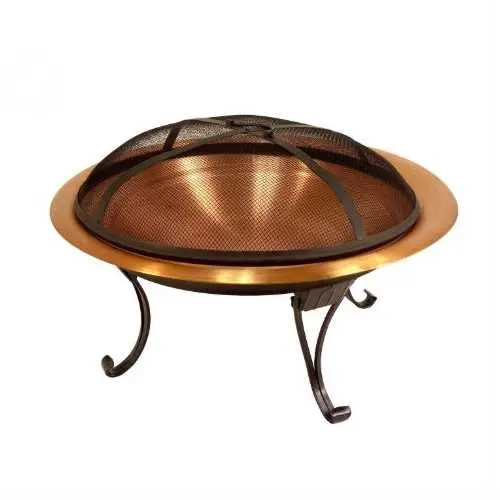 Copper-Finished Portable Fire Pit – Includes Folding Stand, Spark Screen & Carry Bag 1