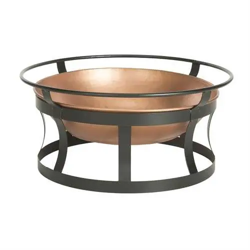 Copper Fire Pit Kit – Includes Black Iron Stand, Grate, And Fire Poker 1