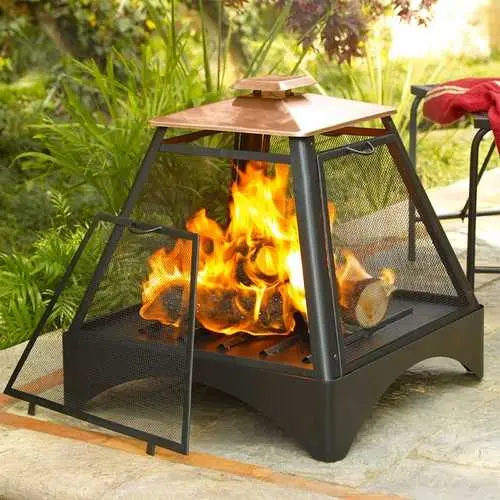 Copper-Roofed Pagoda Fire Pit – Outdoor Pyramid Fireplace For Patios 1